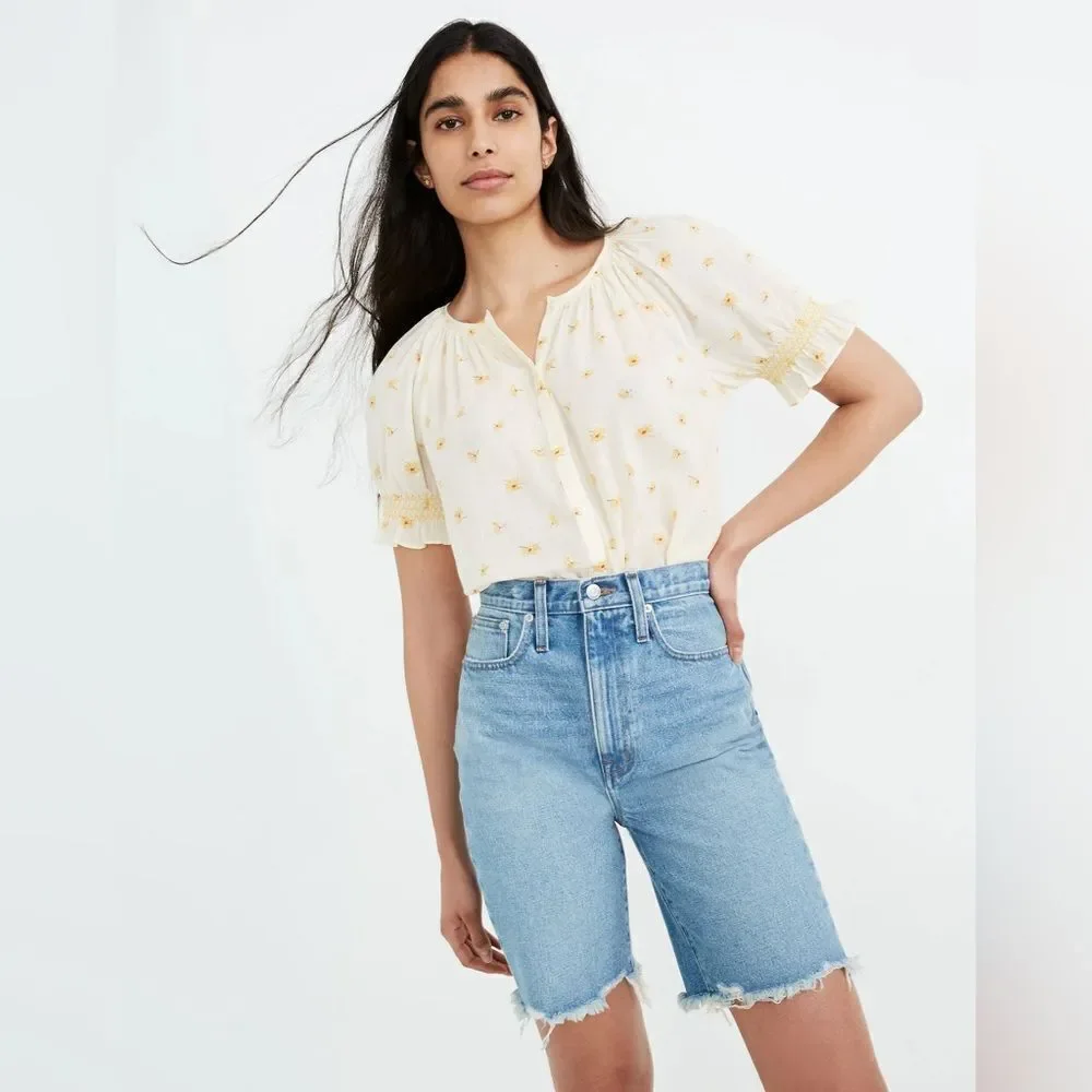 Madewell High-Rise Long Denim Shorts in Hedrick Wash Sz 25